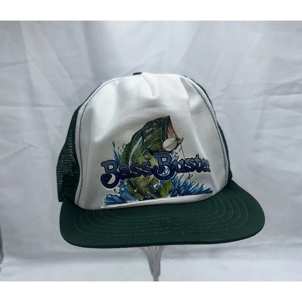 Adjust -A- Tab Fishing Bass Buster Vintage 80's Mesh Snapback Green One Size